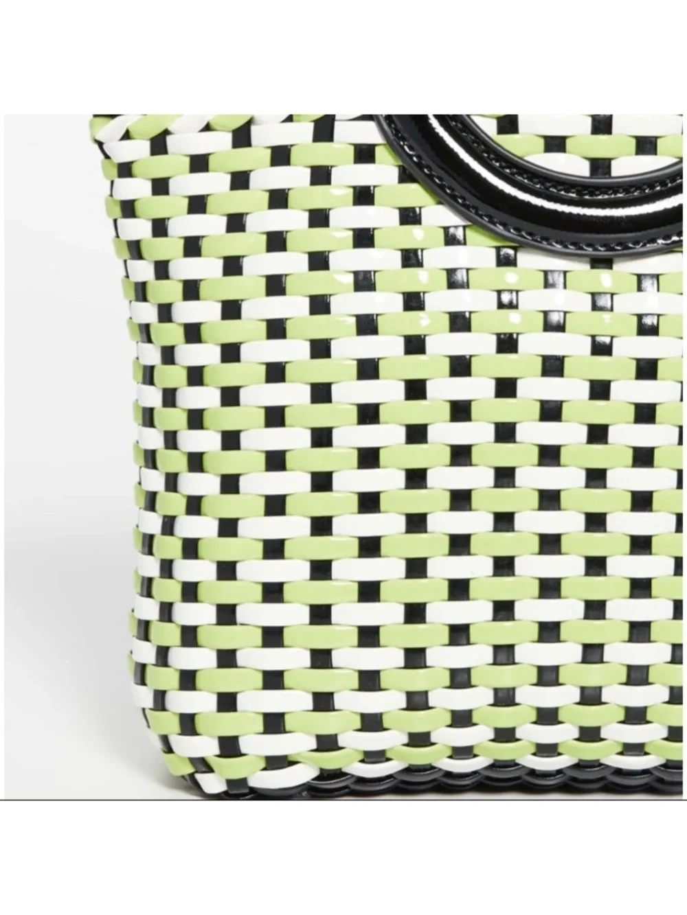 New SOLID & STRIPED REVOLVE Woven Black White Green Handbag Tote